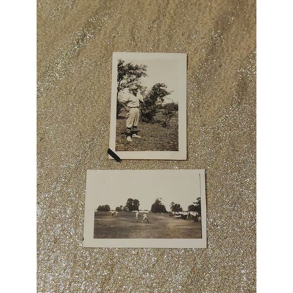 2 Vintage Photos 1920s Baseball Players Game Rural Ohio Sports Uniform Action - Picture 1 of 7